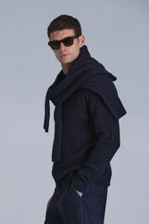 Lufian Strickpullover RIGHT Eleganz und Komfort Dunkelblau/Lila