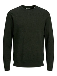 Jack & Jones Strickpullover JJEBASIC KNIT CREW NECK Dunkelgrün/Grün