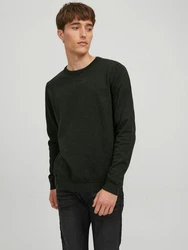 Jack & Jones Strickpullover JJEBASIC KNIT CREW NECK Dunkelgrün/Grün