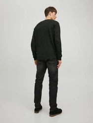 Jack & Jones Strickpullover JJEBASIC KNIT CREW NECK Dunkelgrün/Grün