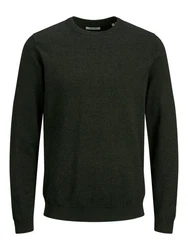 Jack & Jones Strickpullover JJEBASIC KNIT CREW NECK Dunkelgrün/Grün