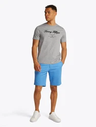 Tommy Hilfiger T-Shirt SCRIPT LOGO TEE mit Logo Grau/Hellblau