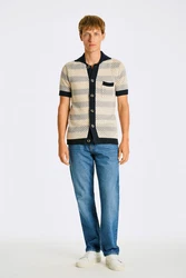 LINDBERGH Cardigan Strickpullover Hellblau/Beige