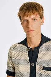 LINDBERGH Cardigan Strickpullover Hellblau/Beige