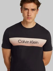 Calvin Klein T-Shirt LINEAR OMBRE CHEST LOGO Braun/Schwarz/Dunkelblau