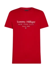 Tommy Hilfiger T-Shirt HILFIGER CENTER STACK TEE Rot/Dunkelrot