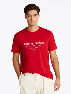 Tommy Hilfiger T-Shirt HILFIGER CENTER STACK TEE Rot/Dunkelrot