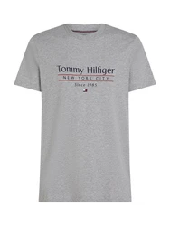 Tommy Hilfiger T-Shirt HILFIGER CENTER STACK TEE Grau