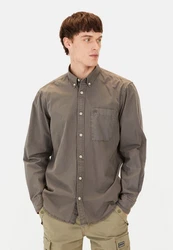camel active Langarmhemd Button-Down Khaki/Dunkelgrün