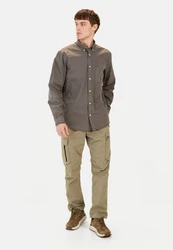 camel active Langarmhemd Button-Down Khaki/Dunkelgrün