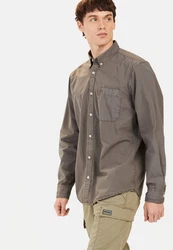 camel active Langarmhemd Button-Down Khaki/Dunkelgrün