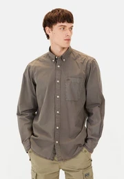 Langarmhemd mit Brusttasche Button-Down