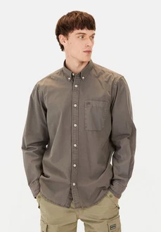 camel active Langarmhemd Button-Down Khaki/Dunkelgrün