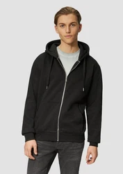 QS Outdoorjacke Basic-Sweatjacke Schwarz/Dunkelgrau