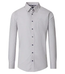 CASAMODA Langarmhemd Freizeithemd Grau/Creme/Dunkelblau