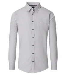 CASAMODA Langarmhemd Freizeithemd Grau/Creme/Dunkelblau