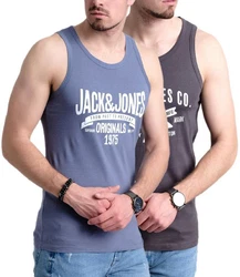 Jack & Jones Tanktop mit Print (2er-Pack) Hellblau/Blau/Dunkelblau