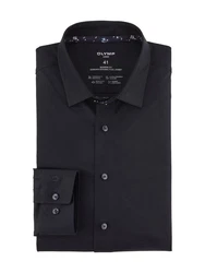 OLYMP Businesshemd 24/7 Luxor modern fit Jersey Schwarz/Dunkelblau