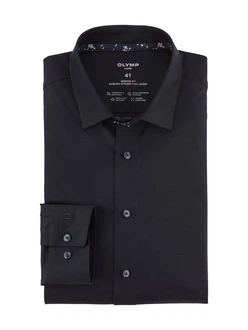 OLYMP Businesshemd 24/7 Luxor modern fit Jersey Schwarz/Dunkelblau