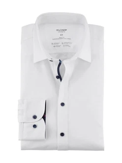 OLYMP Businesshemd 24/7 Level 5 Jersey Blau/Weiß/Dunkelblau/Creme