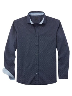 OLYMP Businesshemd Hemd Casual Dunkelblau/Hellblau/Blau