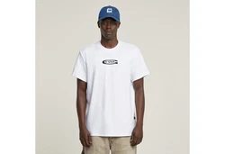 G-STAR T-Shirt Old Skool Logo Weiß/Creme/Schwarz/Hellblau
