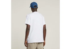 G-STAR T-Shirt Old Skool Logo Weiß/Creme/Schwarz/Hellblau