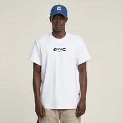 G-STAR T-Shirt Old Skool Logo Weiß/Creme/Schwarz/Hellblau