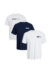Jack & Jones T-Shirt Corp 3er Pack Dunkelblau/Weiß Jack & Jones T-Shirt Corp 3er Pack Dunkelblau/Weiß