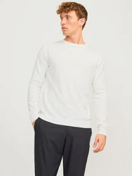 Jack & Jones Strickpullover JJEBASIC KNIT CREW NECK Weiß/Creme/Khaki