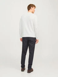 Jack & Jones Strickpullover JJEBASIC KNIT CREW NECK Weiß/Creme/Khaki