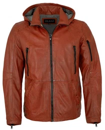 Lederjacke Zecko-2 - Herren Lederjacke Kapuze Lammnappa burned orange