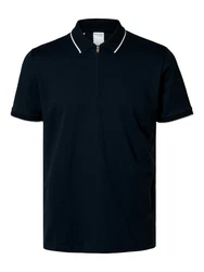 SELECTED HOMME Poloshirt SLHFAVE SPORT ZIP SS POLO NOOS Dunkelblau/Blau