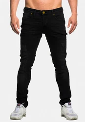 Elara Slim-fit Jeans Herren Destroyed Fit Hose Denim Stretch Schwarz