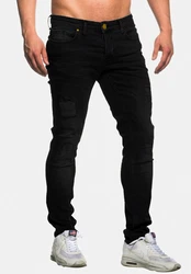 Elara Slim-fit Jeans Herren Destroyed Fit Hose Denim Stretch Schwarz