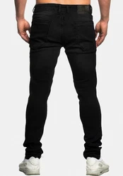 Elara Slim-fit Jeans Herren Destroyed Fit Hose Denim Stretch Schwarz
