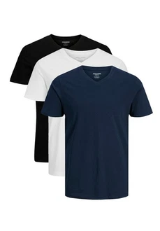 Jack & Jones T-Shirt 3er Pack Organic Basic Dunkelblau/Blau/Hellblau