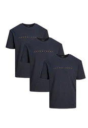 Jack & Jones T-Shirt 3er Pack Star JJ Dunkelblau/Blau