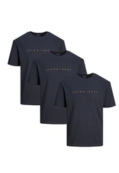 Jack & Jones T-Shirt 3er Pack Star JJ Dunkelblau/Blau