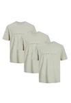 Jack & Jones T-Shirt 3er Pack Star JJ Khaki/Beige/Grau