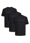 Jack & Jones T-Shirt 3er Pack Star JJ Dunkelblau/Schwarz