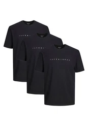 Jack & Jones T-Shirt 3er Pack Star JJ Dunkelblau/Schwarz
