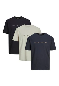 Jack & Jones T-Shirt 3er Pack Star JJ Dunkelgrün/Khaki/Dunkelblau/Grau/Hellblau Jack & Jones T-Shirt 3er Pack Star JJ Dunkelgrün/Khaki/Dunkelblau/Grau/Hellblau