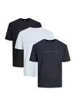 Jack & Jones T-Shirt 3er Pack Star JJ Dunkelblau/Blau/Grau