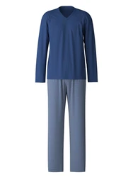CALIDA Pyjama Special Herren Blau/Dunkelblau/Grau/Hellblau