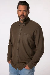 JP1880 Businesshemd Piqu-Hemd Langarm Kentkragen Dunkelgrün/Khaki/Braun/Grau