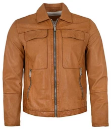 Lederjacke MSBoston - Herren Lederjacke Lammnappa gebranntes orange
