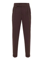 Antioch 7/8 Strandhose High Waist Pleated Casual Trousers Braun/Dunkelbraun/Bordeaux/Dunkelrot/Khaki