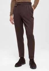 Antioch 7/8 Strandhose High Waist Pleated Casual Trousers Braun/Dunkelbraun/Bordeaux/Dunkelrot/Khaki