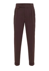 Antioch 7/8 Strandhose High Waist Pleated Casual Trousers Braun/Dunkelbraun/Bordeaux/Dunkelrot/Khaki